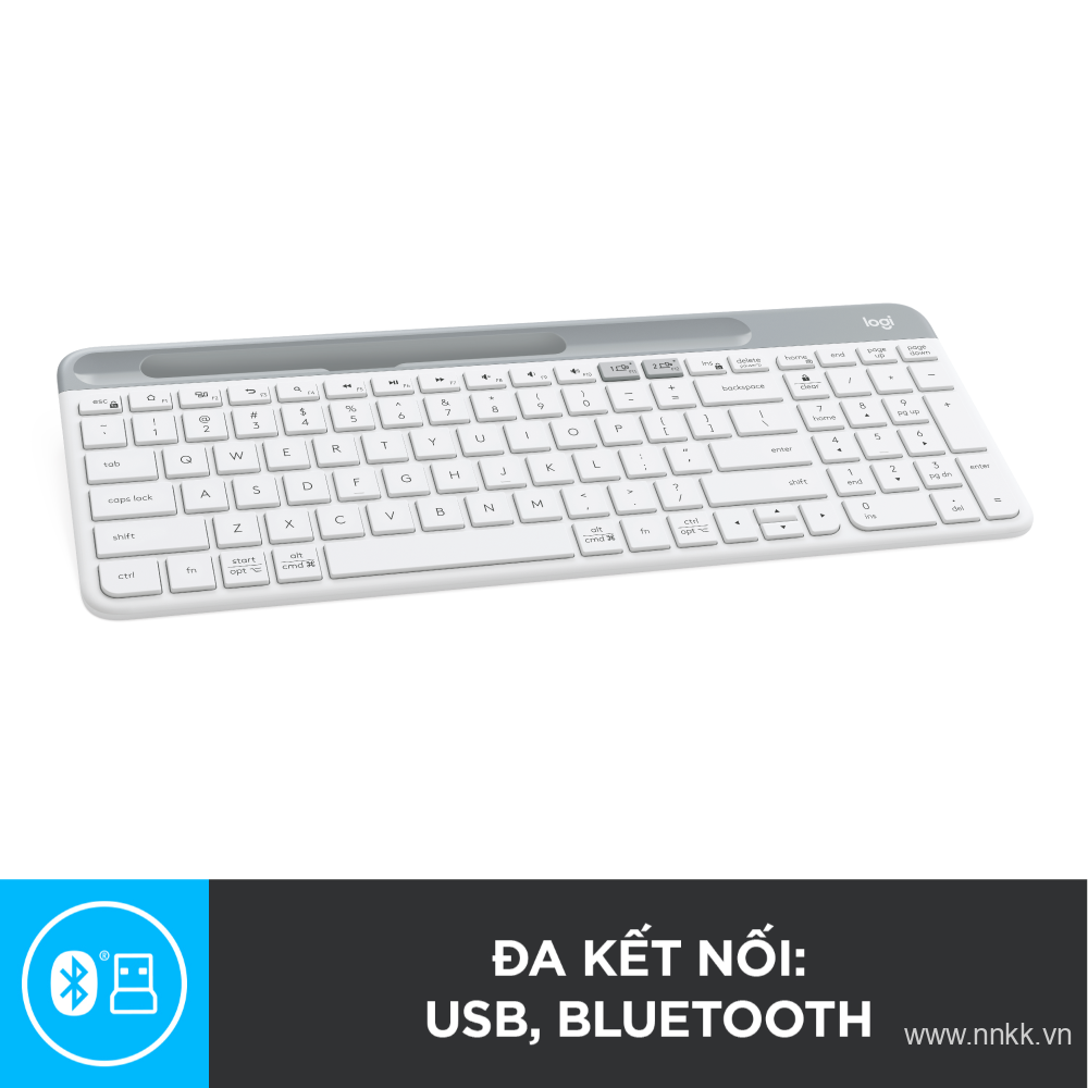 Bàn phím không dây Bluetooth Logitech K580 - kết nối 2 thiết bị, pin 2 năm, mảnh gọn, phù hợp PC/ iPad/ Điện thoại