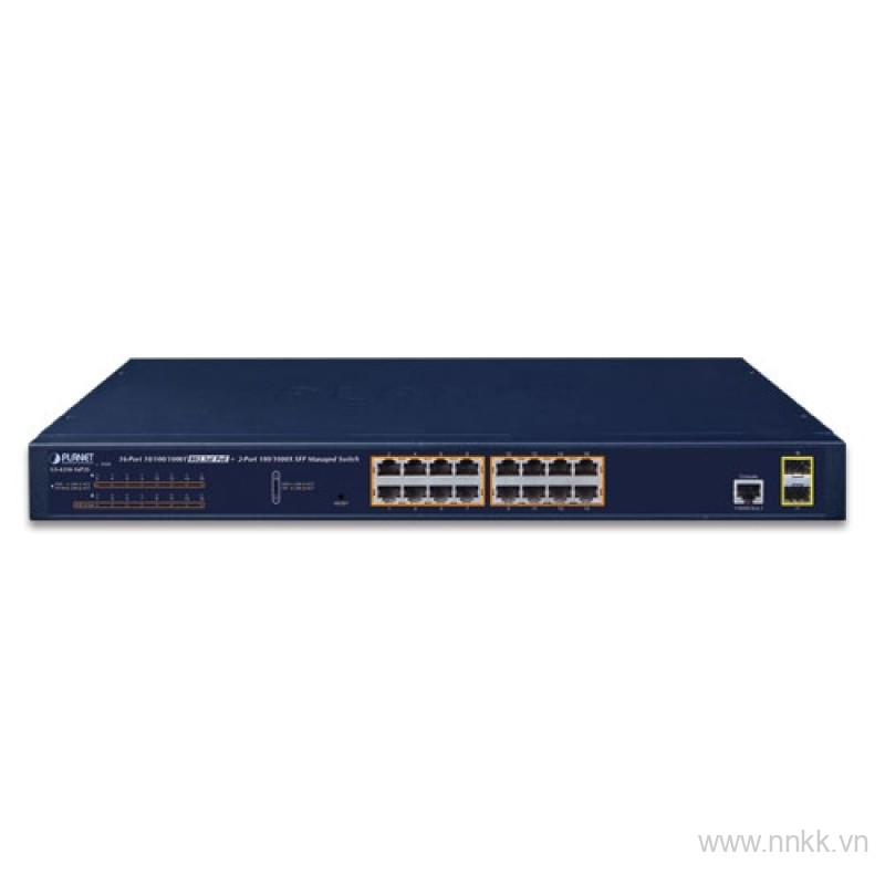 Switch PoE 16 cổng PLANET GS-4210-16P2S