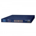 Switch PLANET 16-Port 10/100/1000T 802.3at PoE + 2-Port 1000X SFP Gigabit Switch with smart color LCD (PoE Budget 300W)