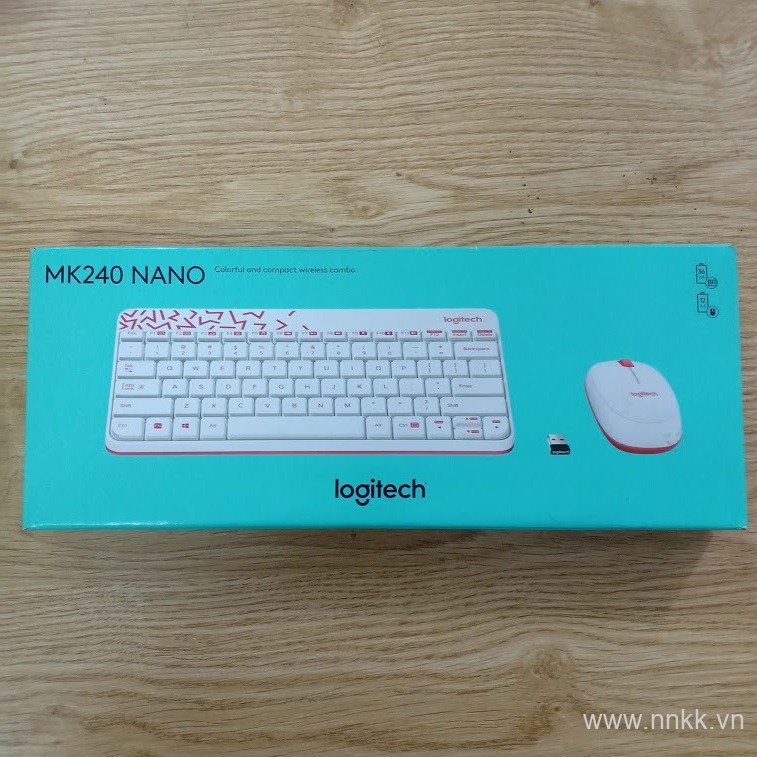 Bộ bàn phím - Chuột Logitech MK240 Trắng - Đỏ