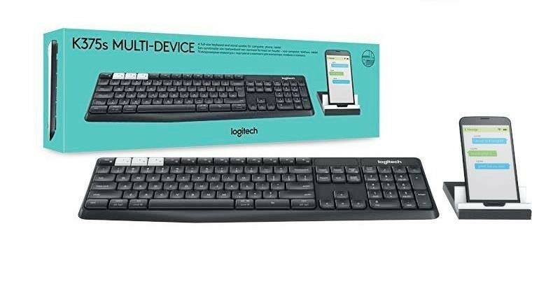 Bàn phím không dây Logitech Keyboard Bluetooth & Wireless K375s kèm đế điện thoại