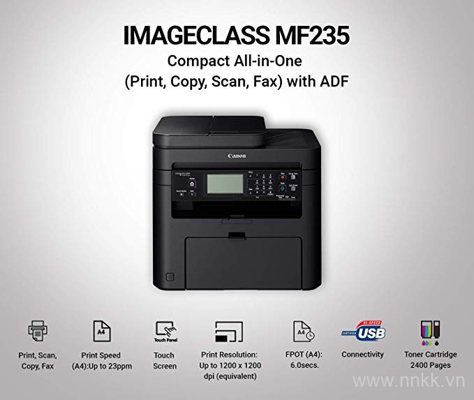 Máy in laser đen trắng Canon đa chức năng MF235 (Print/ Copy/ Scan/ Fax/ADF)