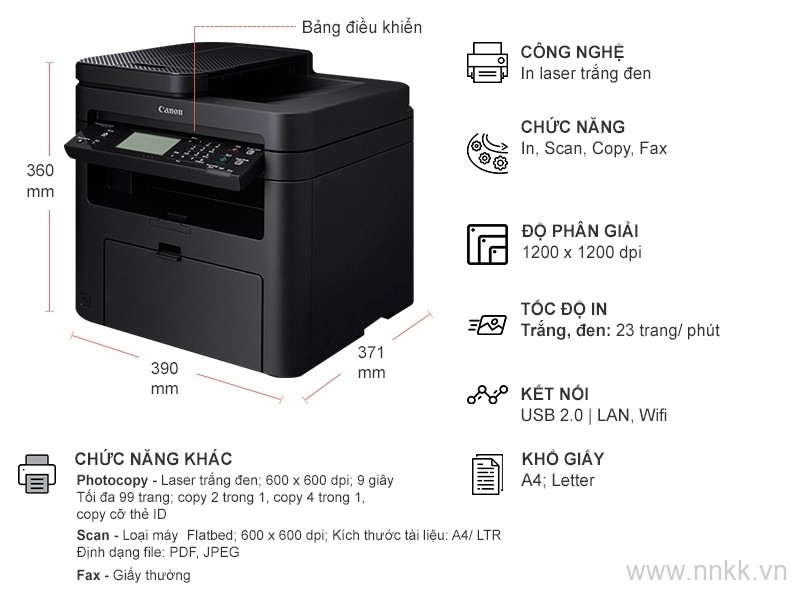 Máy in laser đa chức năng Canon MF217W (in wifi ,scan, copy, fax)