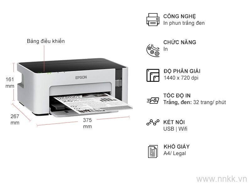 Máy in Phun A4 đen trắng Epson M1120 (In, Wifi)