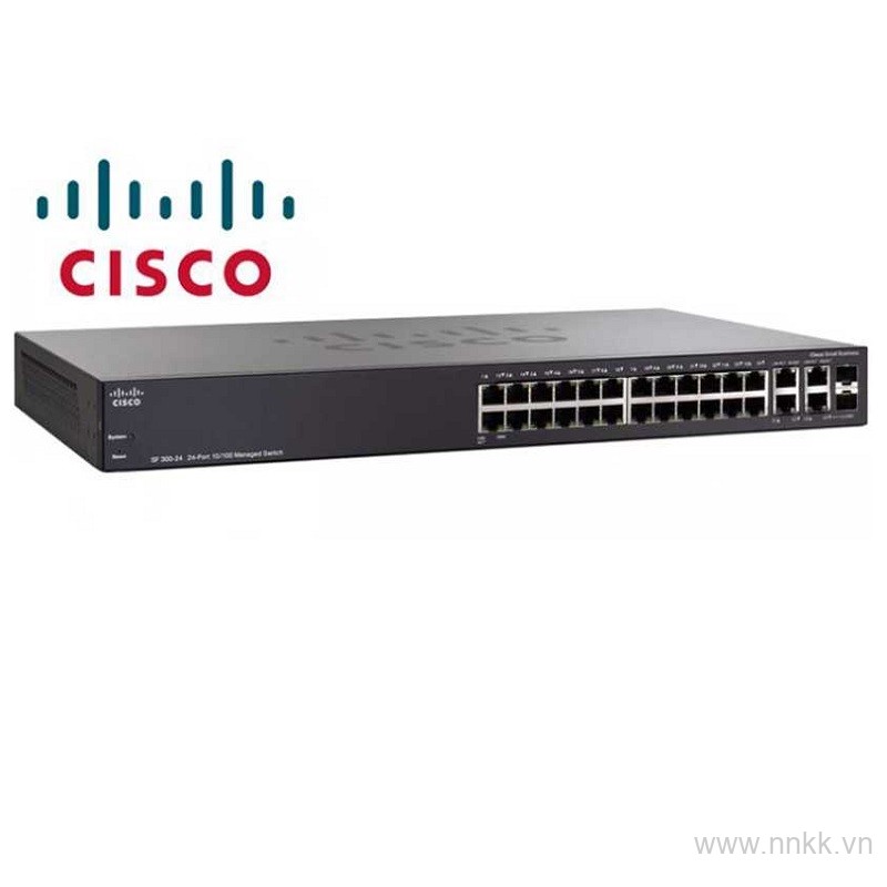 Thiết bị chuyển mạch SF300-24 24Port 10/100 Managed Switch with Gigabit uplinks