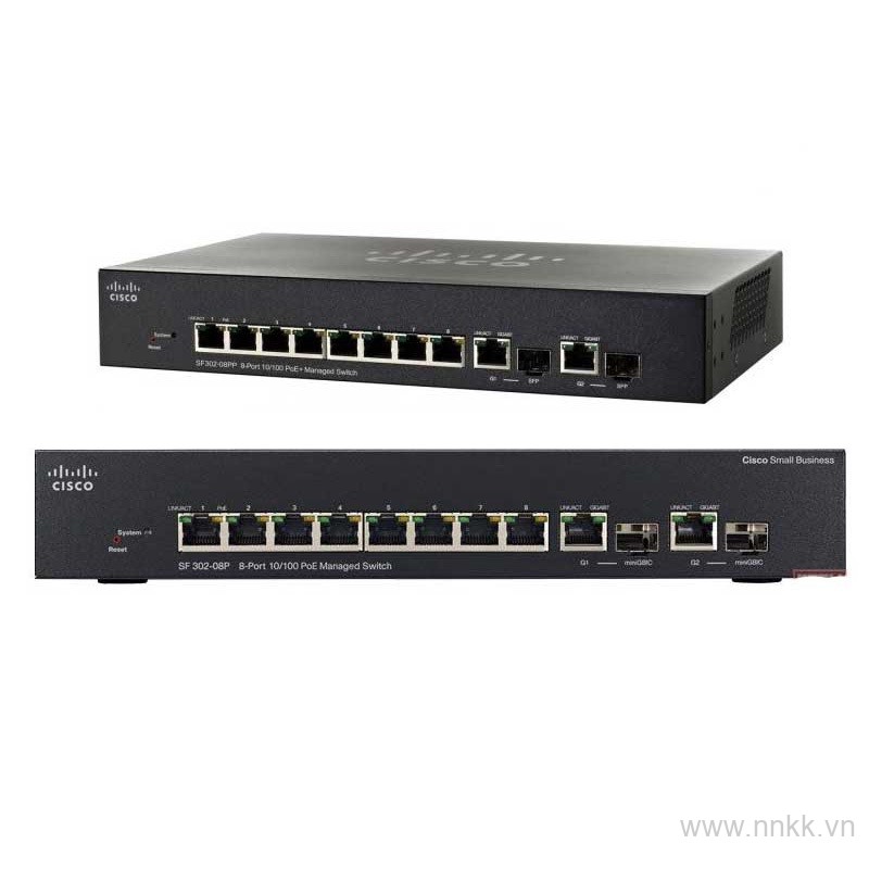 Thiết bị chuyển mạch SF302-08PP 08Port 10/100 PoE+ Managed Switch