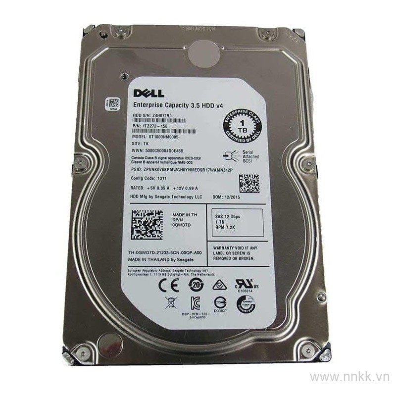 HDD Server Dell 1TB 7.2K RPM SATA 3.5in Hot Plug Hard Drive