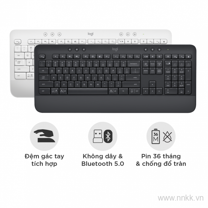 Bàn Phím Không Dây Logitech Signature K650 - Nhỏ gọn, gác tay tích hợp, tương thích Mac , Bluetooth & USB Bolt