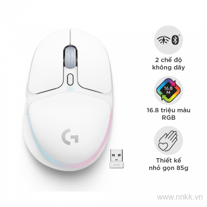 Chuột game không dây Logitech G705 RGB Aurora Off White (910-006369)