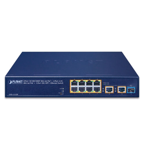 Switch PoE PLANET GSD-1121XP, 8PoE GE + 2SFP+, 120W Unmanaged 