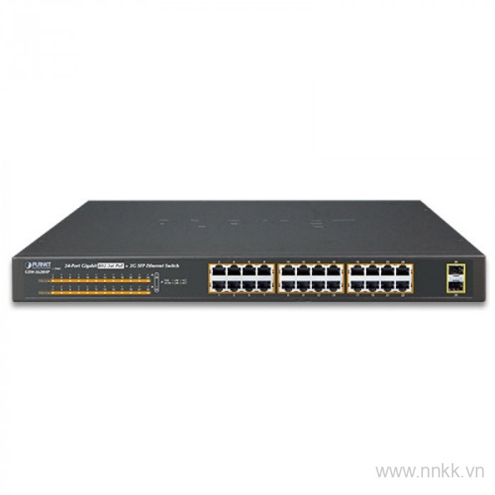 Switch PLANET  GSW-2620HP 19 inch 24-Port 1000T 802.3at POE + 2-Port 1000X SFP Unmanaged Gigabit Ethernet Switch (240W)