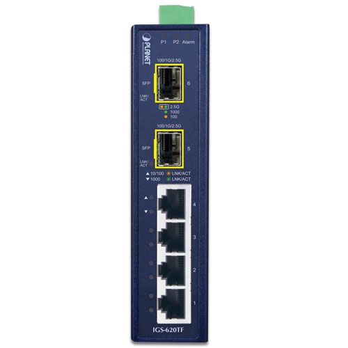 Switch công nghiệp Planet IGS-620TF, 4 Port Gigabit +2 SFP 
