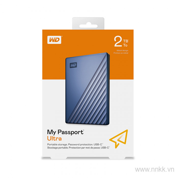 Ổ cứng di động WD My Passport Ultra 2TB, màu xanh