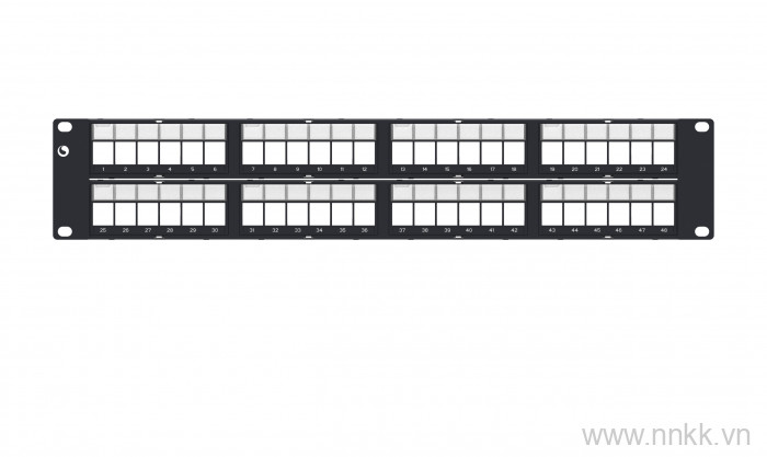 Thanh patch Panel 48 cổng COMMSCOPE UTP, SL, DDM, 2U, rỗng, thẳng 