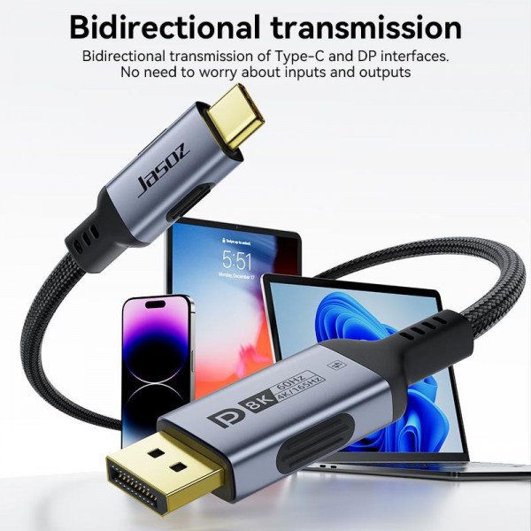 Cáp chuyển đổi type c sang displayport 8k 60hz – chip cypd2119, mạ vàng, plug & play