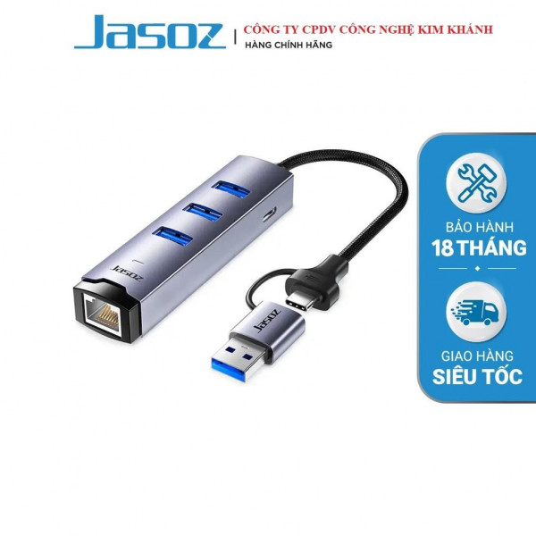 Card mạng Gigabit USB Type-C / Type-A + Hub 3 cổng USB 3.0 | 1000Mbps | Chip RTL8153