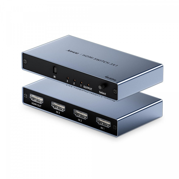 Bộ gộp HDMI 3 vào 1 Jasoz T-G179 4K 60Hz | HDMI 2.0 | HDR | HDCP 2.2 | Vỏ nhôm cao cấp