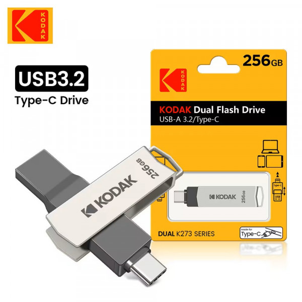 USB Kodak K273 OTG USB 3.2 Type-C + USB-A 128GB/256GB Kim Loại Tốc Độ Cao, Flash Drive Chính Hãng Cho Điện Thoại & Máy Tính