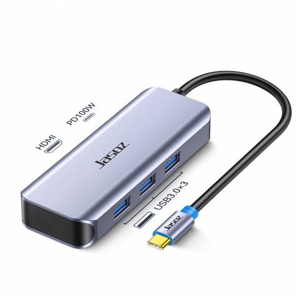 Hub USB-C 5 Trong 1 Jasoz T-H109 HDMI 4K USB 3.0 PD 100W Cho Laptop MacBook Type-C