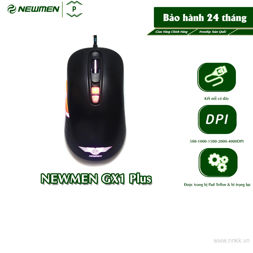 Chuột có dây Newmen GX1-Plus Thiện xạ - 4000DPI , RGB - Form FPS kinh điển