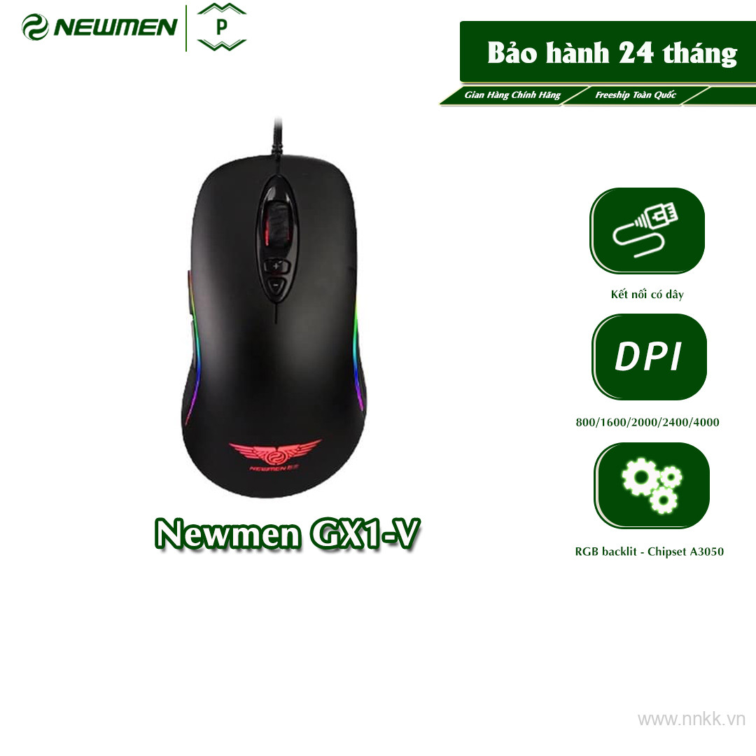 Chuột có dây Newmen GX1-V Chuột Game bất đối xứng, thuận tay phải, RGB