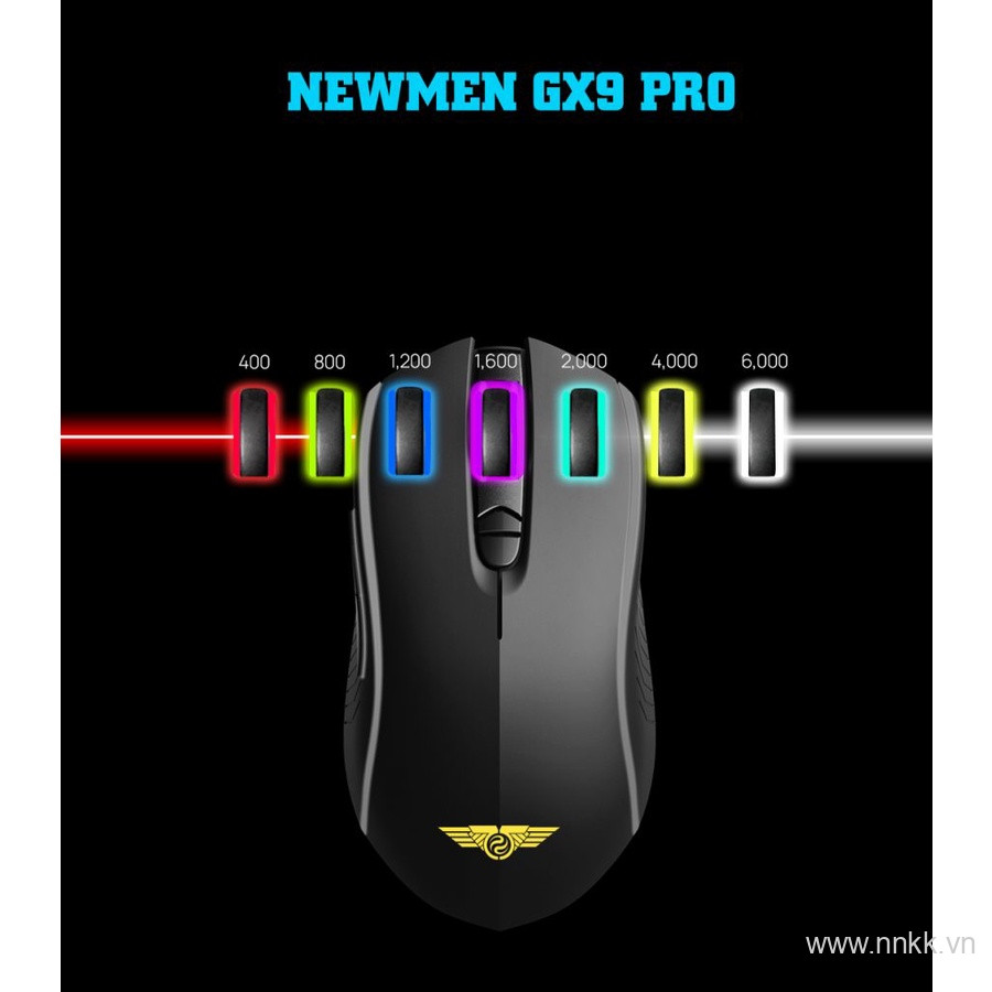 Chuột có dây chơi game Newmen GX9-Pro 16000 DPI Max - Switch GM4.0 (60m ) - Tiếp điểm mạ vàng, cảm giác tuyệt đỉnh 