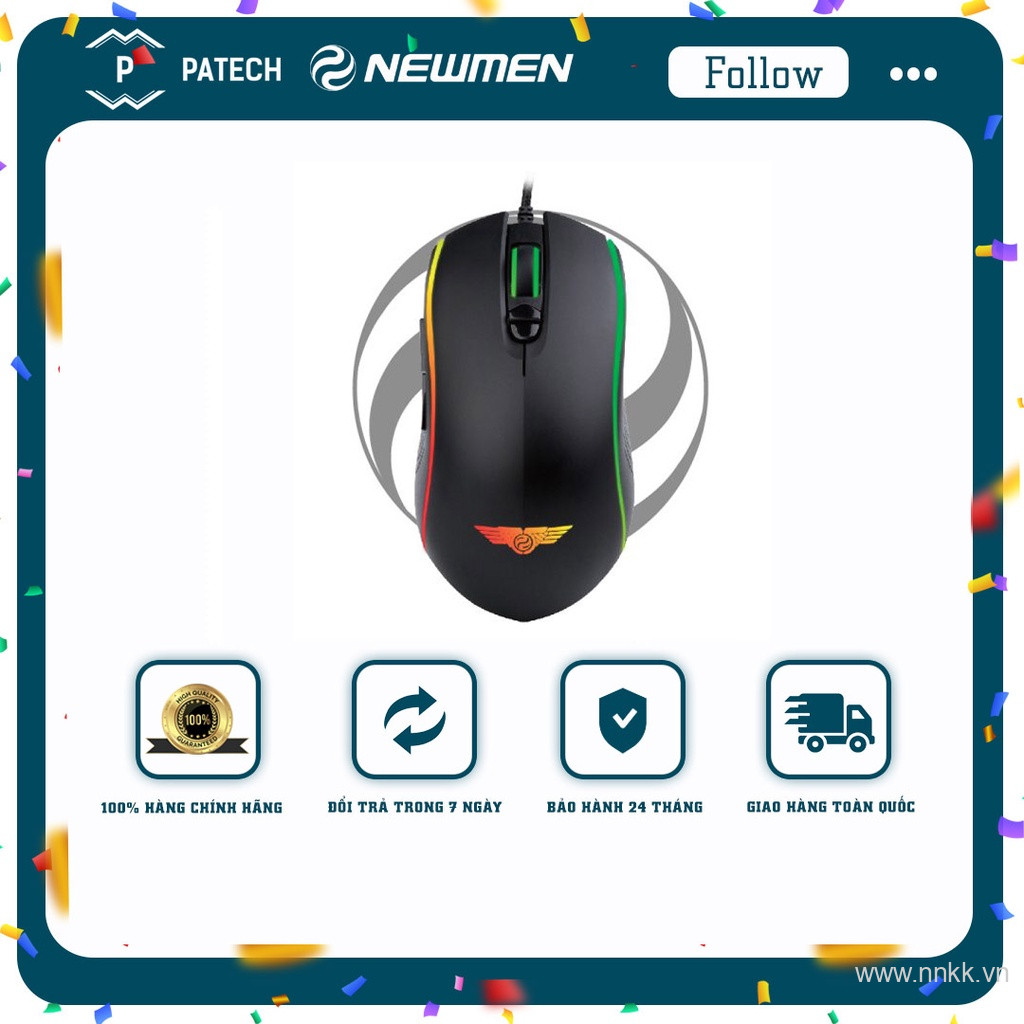 Chuột có dây chơi game Newmen GX9-Pro 16000 DPI Max - Switch GM4.0 (60m ) - Tiếp điểm mạ vàng, cảm giác tuyệt đỉnh 