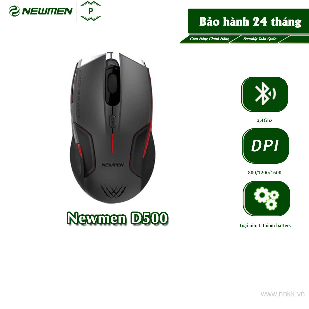 Chuột không dây Newmen D500 Dual Mode for Mobile, Laptop, PC - Có pin sạc, Type-C
