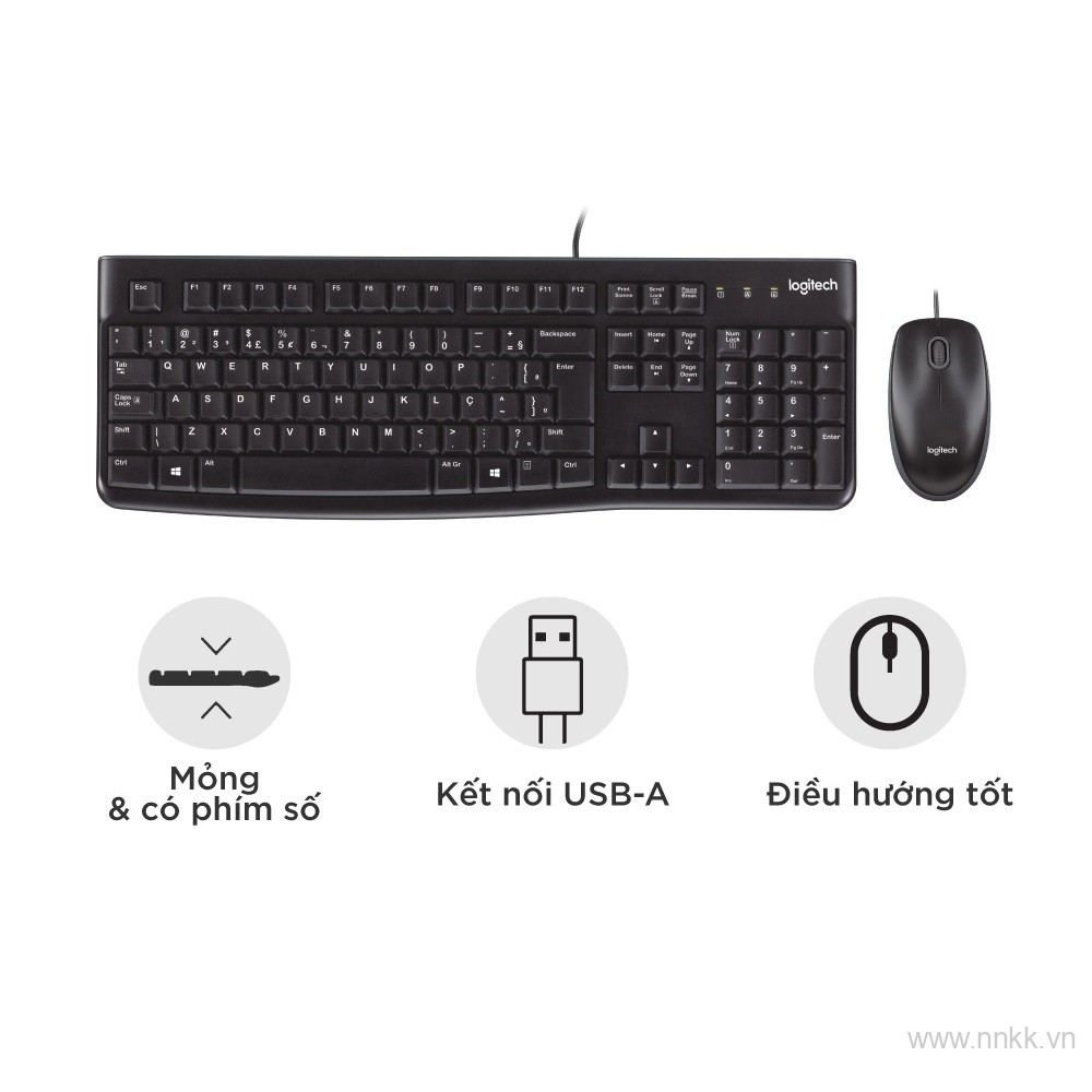 Bộ bàn phím+ chuột máy tính Logitech MK120 cổng usb