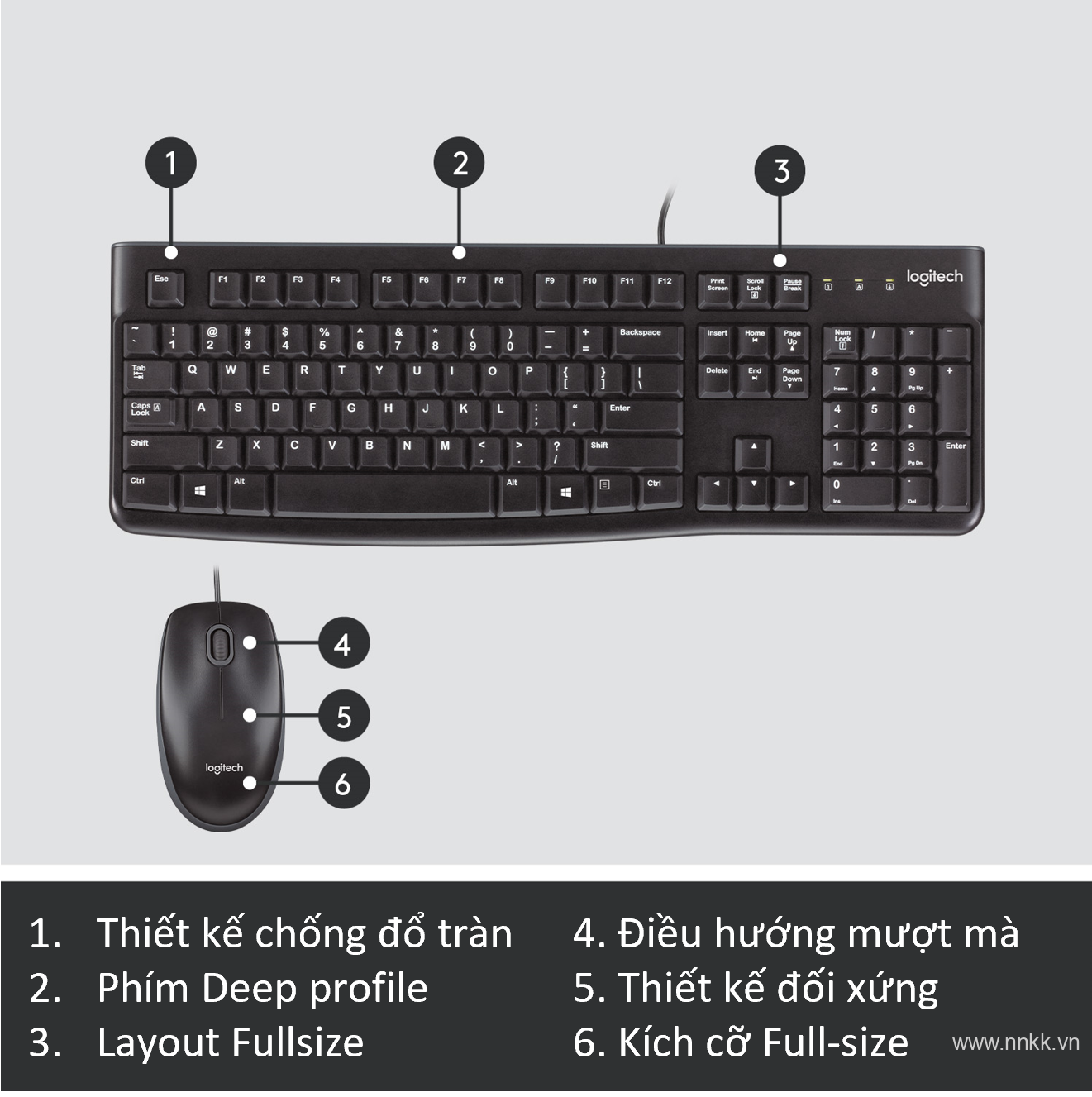 Bộ bàn phím+ chuột máy tính Logitech MK120 cổng usb