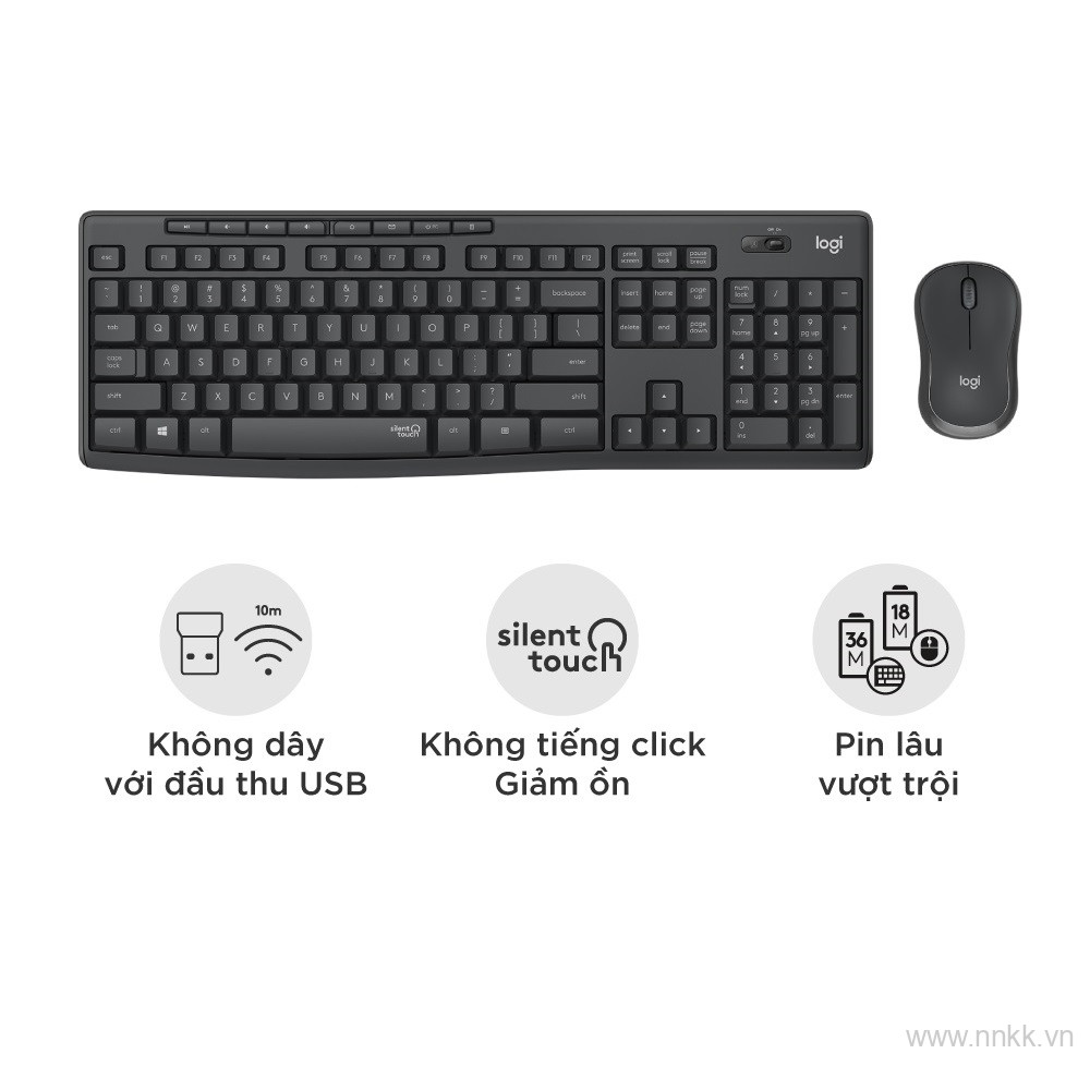 Bộ bàn phím và chuột không dây Logitech MK295