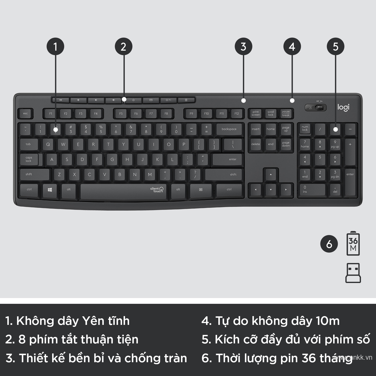 Bộ bàn phím và chuột không dây Logitech MK295