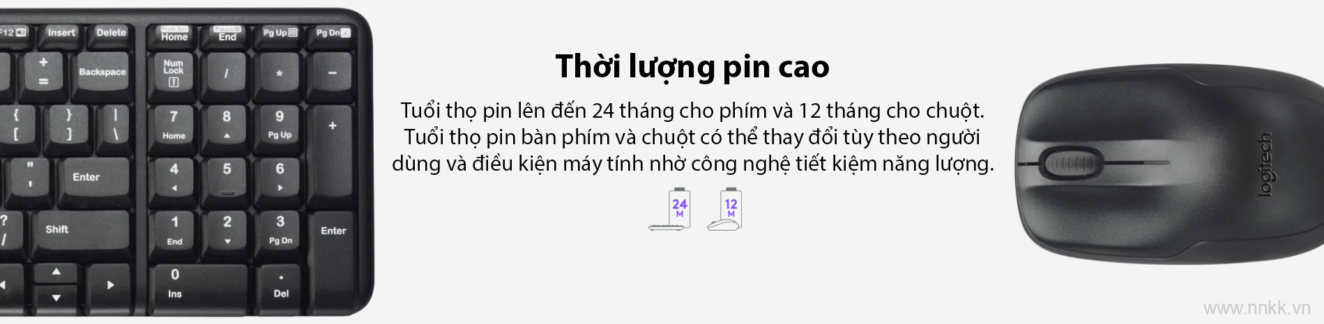 Bộ bàn phím và chuột không dây Logitech MK220