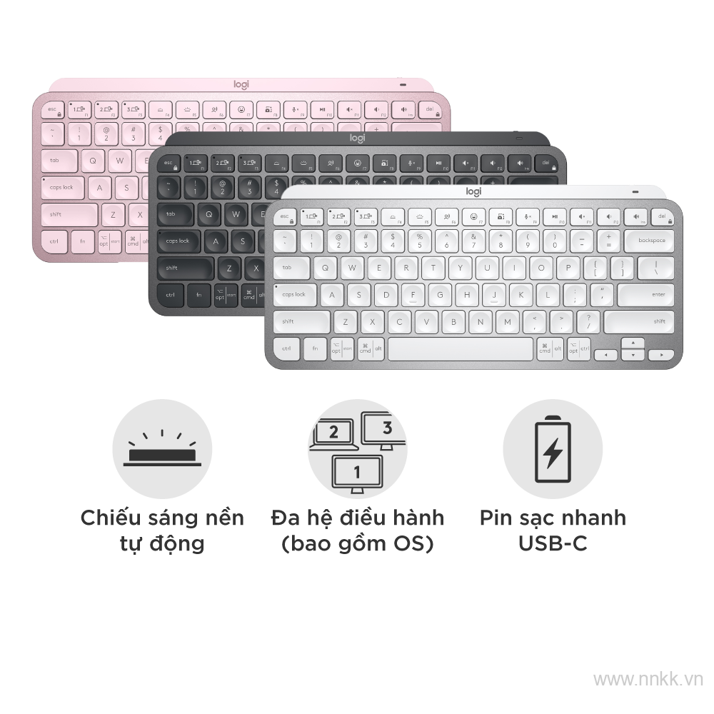 Bàn phím không dây Bluetooth Logitech MX Keys Mini - Nhỏ gọn, Sạc USB-C, Phím tắt thông minh, Có bản cho Mac