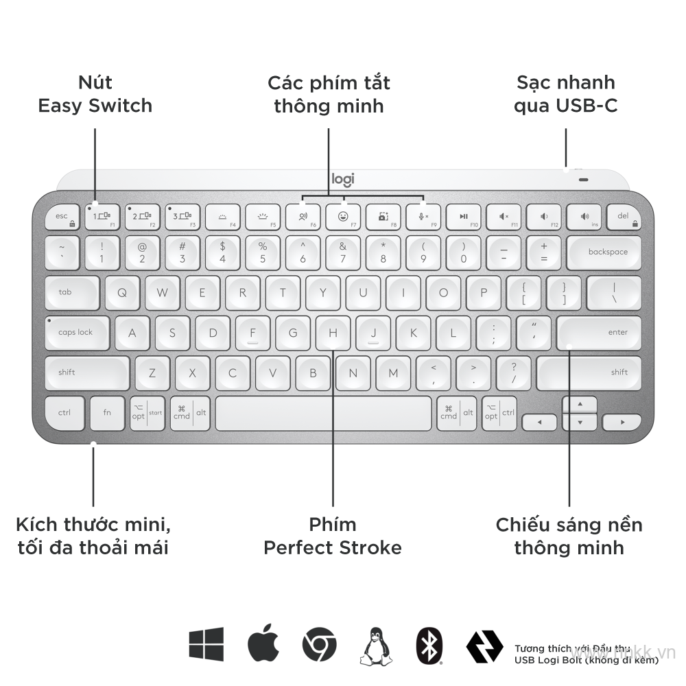 Bàn phím cơ không dây Logitech MX Mechanical Mini I MX Mechanical Tactile Wireless / Bluetooth