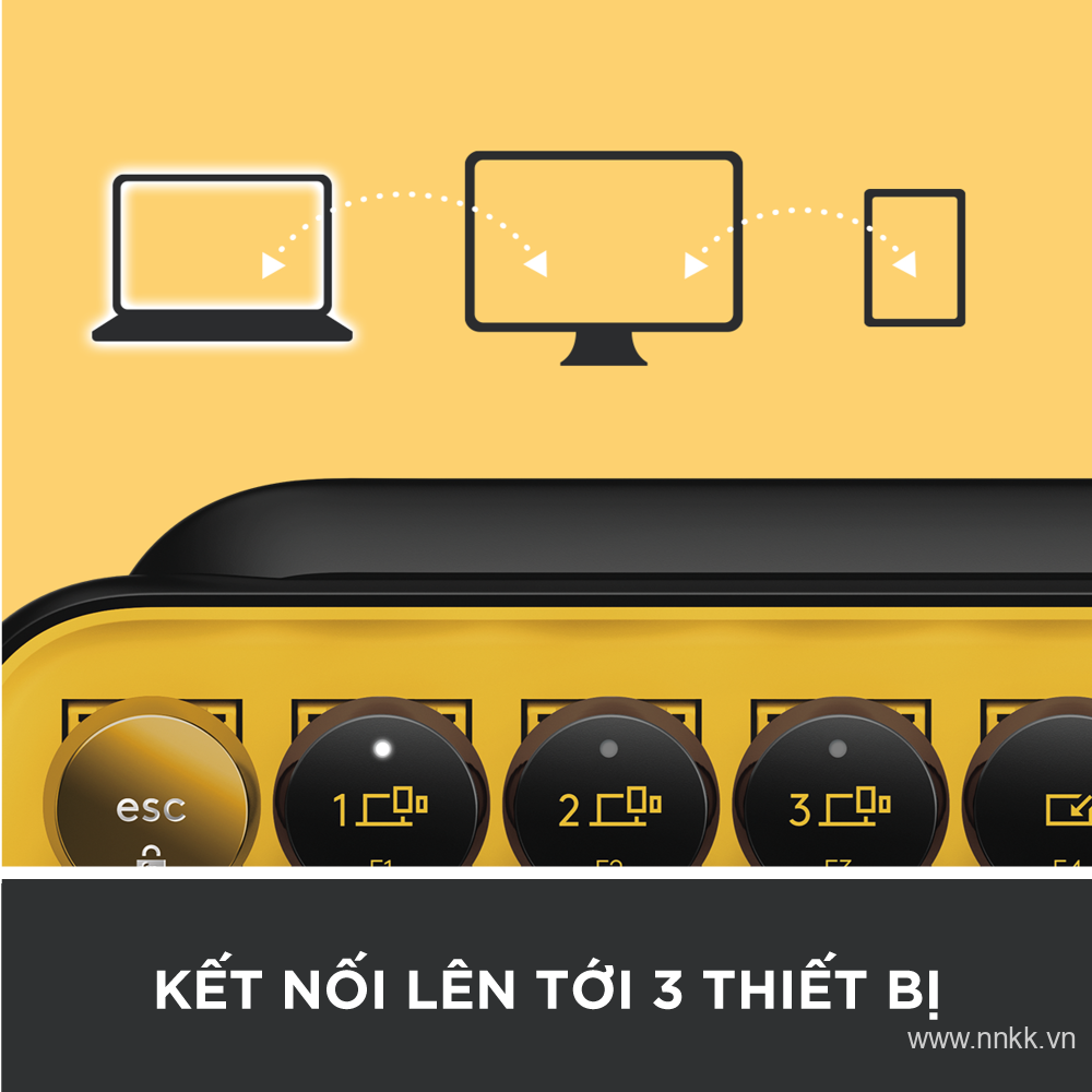 Bàn phím cơ không dây bluetooth | USB Logitech POP KEYS - với 8 phím emoji có thể điều chỉnh, switch tactile, kết nối 3 thiết bị