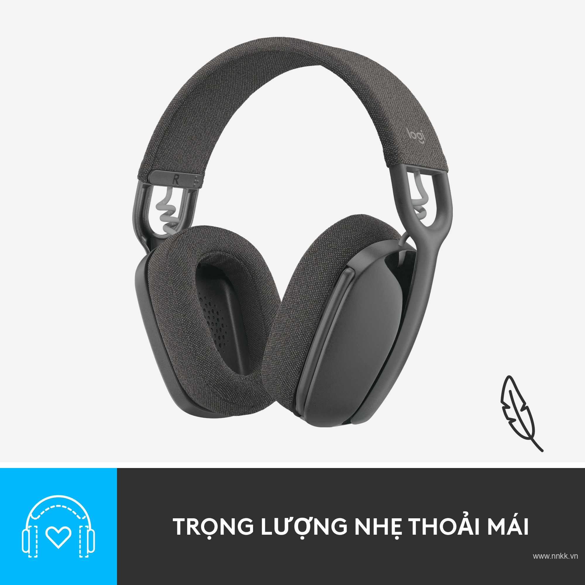 Tai nghe không dây Logitech Zone Vibe 100 - Nhẹ, micrô khử tiếng ồn, Bluetooth đa điểm tiên tiến, tương thích Teams, Google Meet, Zoom, Mac/PC