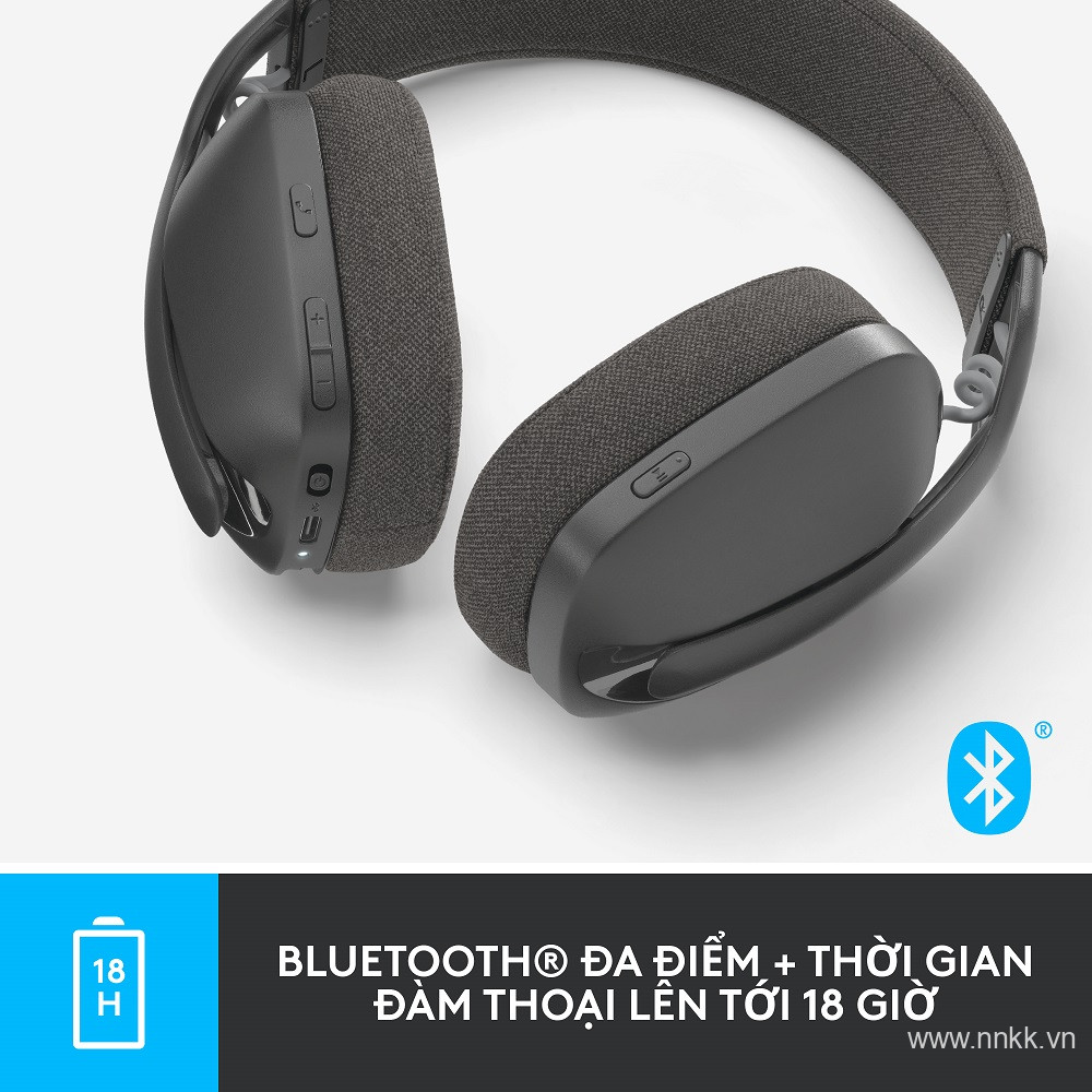 Tai nghe không dây Logitech Zone Vibe 100 - Nhẹ, micrô khử tiếng ồn, Bluetooth đa điểm tiên tiến, tương thích Teams, Google Meet, Zoom, Mac/PC