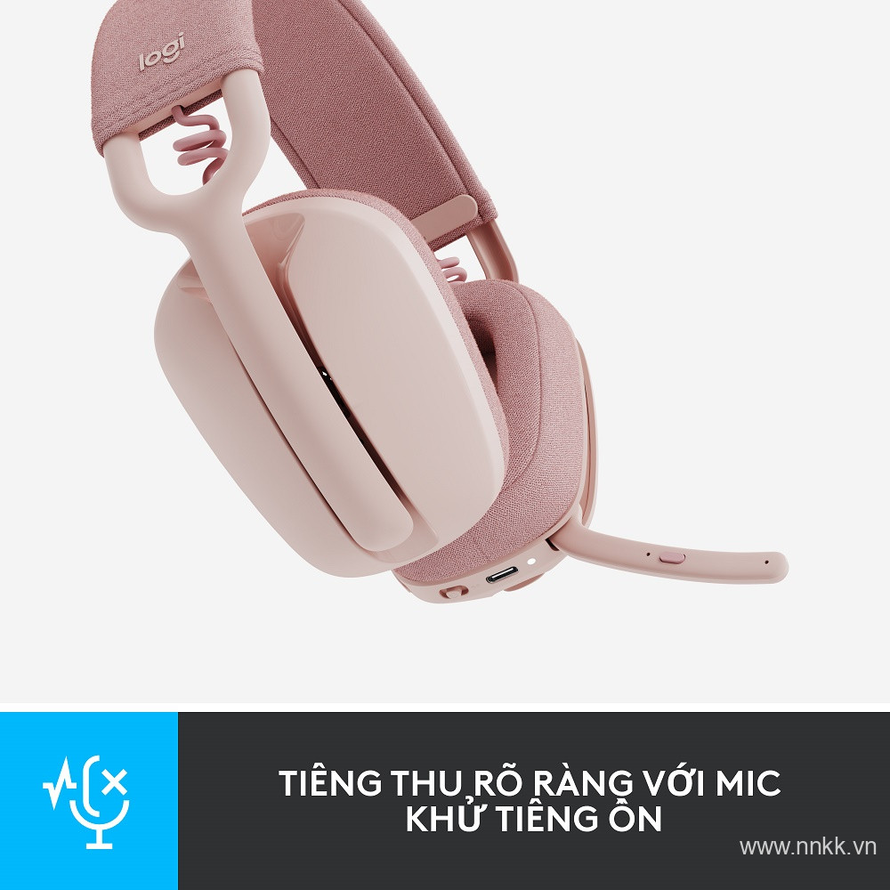 Tai nghe không dây Logitech Zone Vibe 100 - Nhẹ, micrô khử tiếng ồn, Bluetooth đa điểm tiên tiến, tương thích Teams, Google Meet, Zoom, Mac/PC