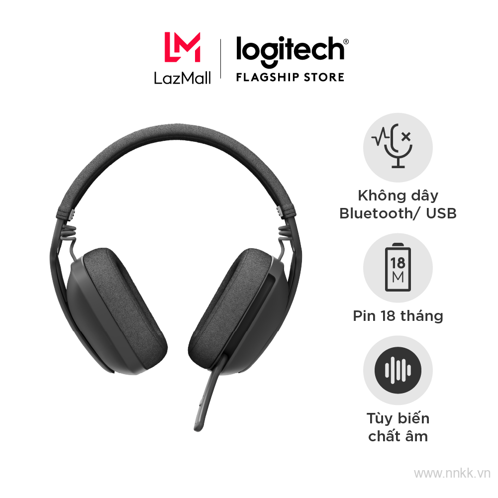 Tai nghe không dây Logitech Zone Vibe 100 - Nhẹ, micrô khử tiếng ồn, Bluetooth đa điểm tiên tiến, tương thích Teams, Google Meet, Zoom, Mac/PC