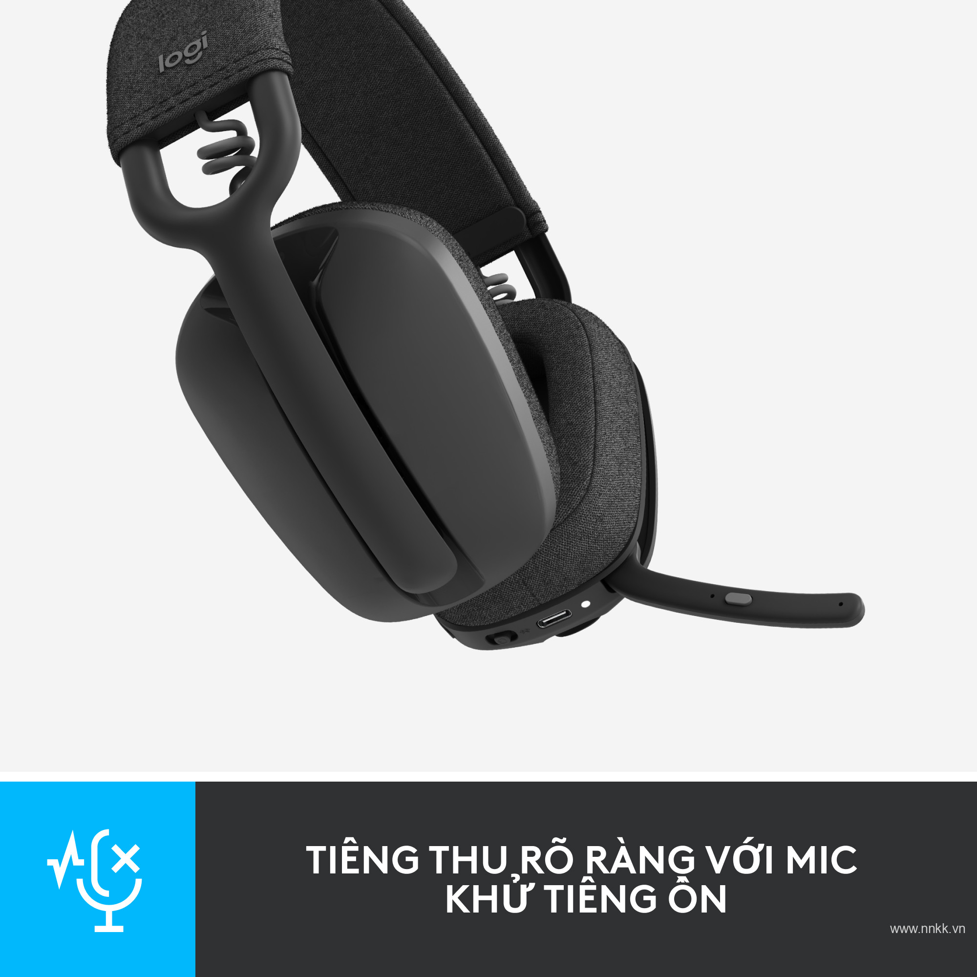 Tai nghe không dây Logitech Zone Vibe 100 - Nhẹ, micrô khử tiếng ồn, Bluetooth đa điểm tiên tiến, tương thích Teams, Google Meet, Zoom, Mac/PC