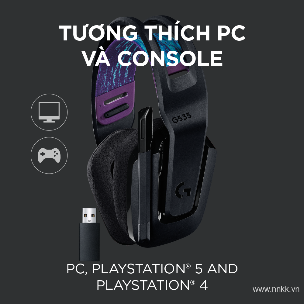 Tai nghe không dây Logitech G535 Lightspeed wireless Black