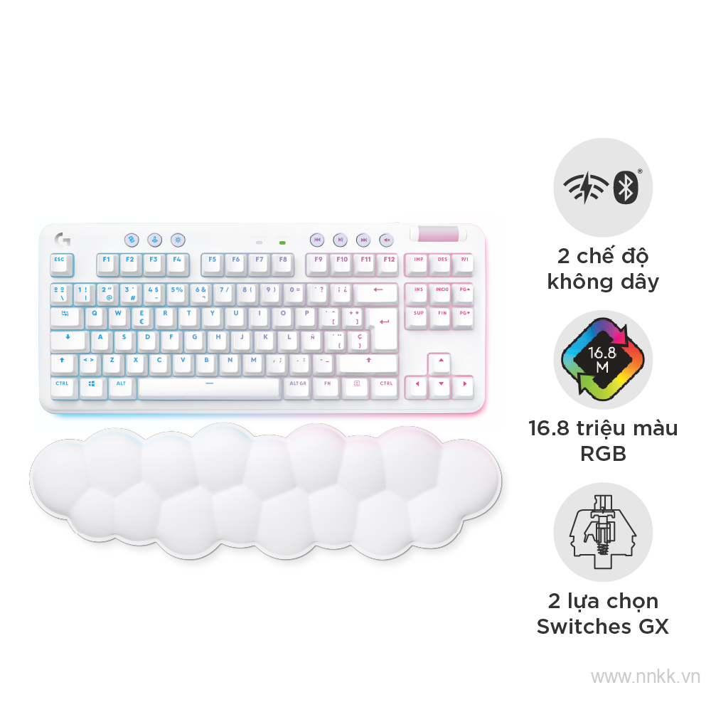 Bàn phím game không dây Logitech G715 TKL RGB Aurora Off White Linear (920-010693)