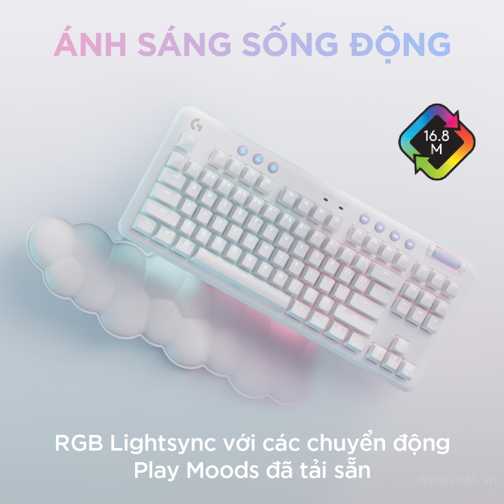 Bàn phím game không dây Logitech G715 TKL RGB Aurora Off White Tactile 