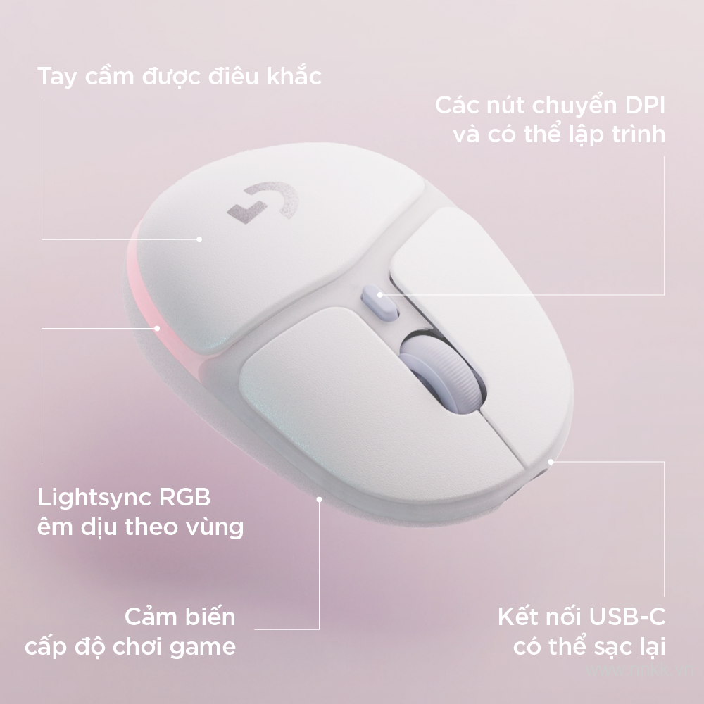 Chuột game không dây Logitech G705 RGB Aurora Off White (910-006369)