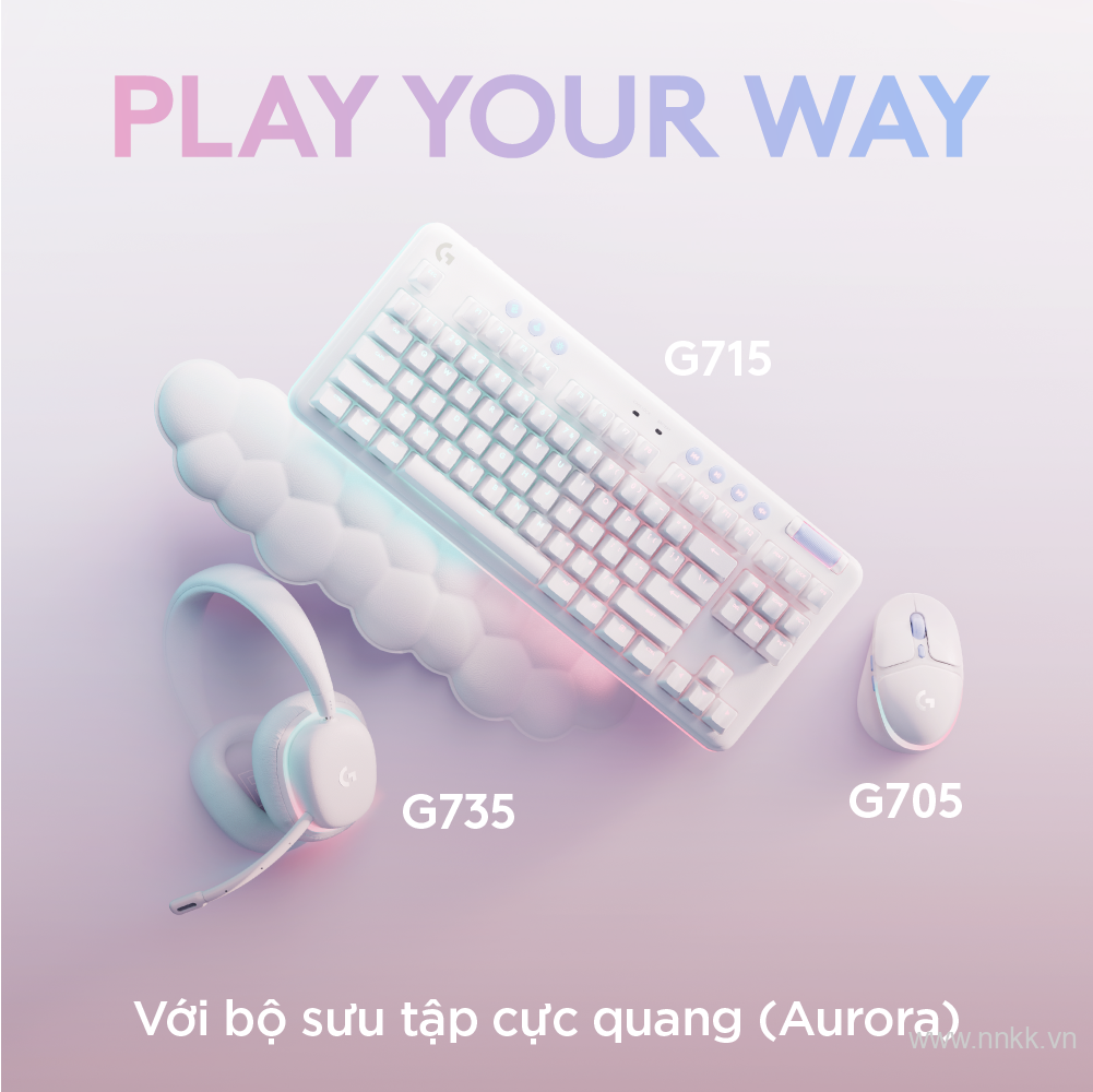 Chuột game không dây Logitech G705 RGB Aurora Off White (910-006369)