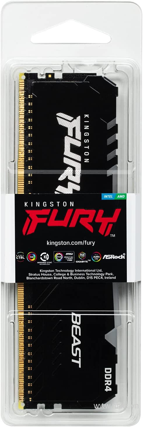 Kingston Fury 16GB 3200MHz DDR4 CL16 DIMM 1Gx8 FURY Beast RGB