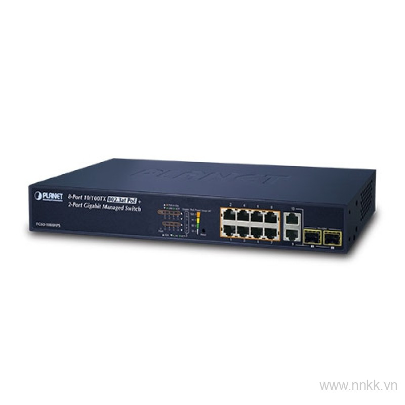 Switch 8 Cổng PoE PLANET FGSD-1008HPS