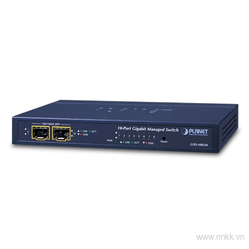 Switch 8 Cổng Gigabit PLANET GSD-1002M, 2 SFP Uplink