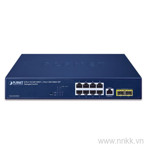 Switch 8 port Gigabit PLANET GS-4210-8T2S, 2 SFP Uplink